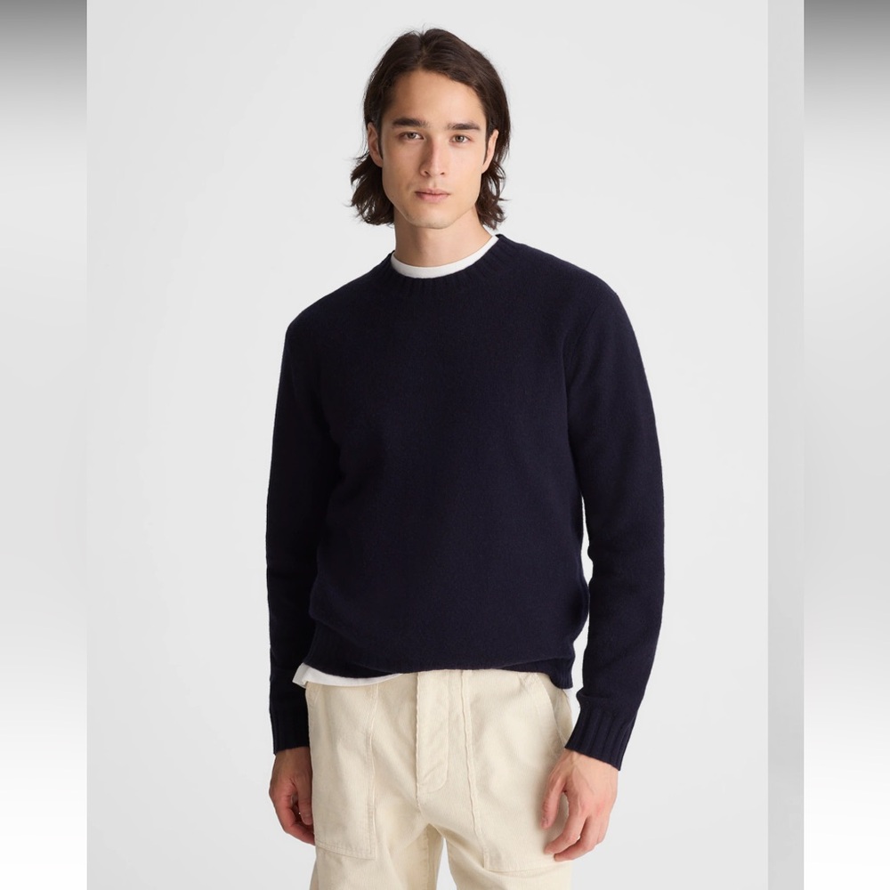 NWT Madewell Men’s Crewneck Sweater in Heritage Merino Wool Navy Size Small